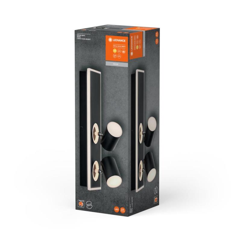 Aktion: Nur noch angezeigter Bestand verfügbar:  2er LED Strahler Decor Spot Mars Schwarz mit Click Select